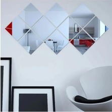 Gümüş Pleksi 10 Adet Kare Ayna Duvar Dekoru Salon Oturma Yatak Odası Ofis Antre Için