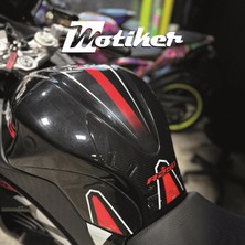 Rks R 250 Motosiklet Tank Pad Sticker Etiket Kırmızı Beyaz Çizgili Karbon Desenli Modeli