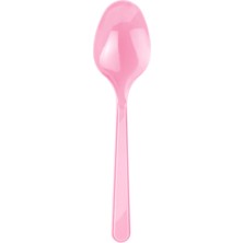 25 Adet Pembe Renkli Kaşık Sert Dayanaklı Plastik Lüks Kullan At Doğum Günü Parti Sunum Kaşığı