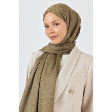 Haki Kare Desen Jakar Şal 5692