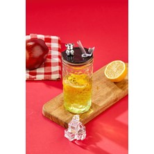 Ny Home Ayıcık Figürlü Cam Pipetli Meşrubat Bardağı Şeffaf 420 ml