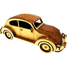 Ahşap Retro Araba Maketi - Ahşap Maket 3D Model - 35X12X22CM