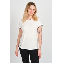 Sistas Kadın Yakası ve Kolları Örme Kumaş Bisiklet Yakalı Aksesuarlı Bluz 24213 Ekru