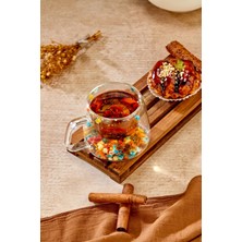 Ny Home Çiçek Motifli Çift Camlı Isıya Dayanıklı Cam Bardak – Kulplu - Tekli