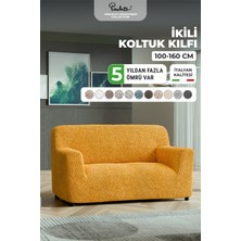 Paulato Lastikli Esnek ve Yıkanabilir 2 Kişilik Koltuk Örtüsü Çekyat Kanepe Kılıfı -Ocre