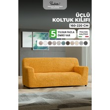 Paulato Lastikli Esnek ve Yıkanabilir 3 Kişilik Koltuk Örtüsü Çekyat Kanepe Kılıfı -Ocre