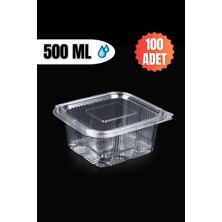 Plastik Kapaklı Kullan At Saklama Kabı Sızdırmaz Kap 500 ml 100 Adet