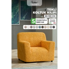 Paulato Lastikli Esnek ve Yıkanabilir Tek Kişilik Koltuk Örtüsü Koltuk Kılıfı -Ocre