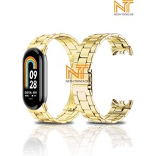 Nezih Case Xiaomi Mi Band 8/ Mi Band 9 / Mi Band 10 Uyumlu Metal Baklalı Ayarlanabilir Klipsli Çelik Kordon
