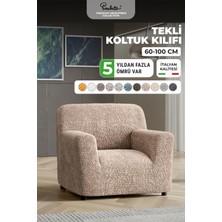 Paulato lastikli esnek ve yıkanabilir tek kişilik koltuk örtüsü koltuk kılıfı - Düz Bej