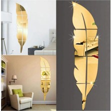 Pleksi 6 Parça Tüy Şekilli Duvar Dekoru - Salon Oturma Yatak Çocuk Odası Için 120X30CM Ayna