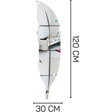 Pleksi 6 Parça Tüy Şekilli Duvar Dekoru - Salon Oturma Yatak Çocuk Odası Için 120X30CM Ayna