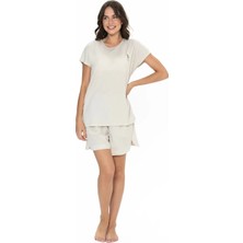 U.s. Polo Assn. U.s. Polo Assn. Kadın Bej Tek Renk Şort-Tshirt Pijama Takımı - ARASS20W04W9W