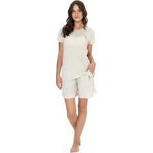 U.s. Polo Assn. U.s. Polo Assn. Kadın Bej Tek Renk Şort-Tshirt Pijama Takımı - ARASS20W04W9W