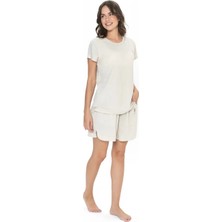 U.s. Polo Assn. U.s. Polo Assn. Kadın Bej Tek Renk Şort-Tshirt Pijama Takımı - ARASS20W04W9W
