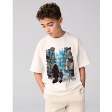 Little Aden Erkek Çocuk Harry Potter Baskılı Pamuklu Oversize Yazlık Tişört