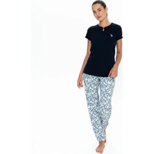 U.s. Polo Assn. U.s. Polo Assn. Kadın Lacivert %100 Pamuk Bisiklet Yaka Pijama Takımı - ARASS20W05W4W
