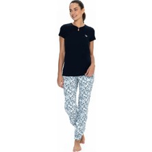 U.s. Polo Assn. U.s. Polo Assn. Kadın Lacivert %100 Pamuk Bisiklet Yaka Pijama Takımı - ARASS20W05W4W