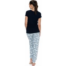 U.s. Polo Assn. U.s. Polo Assn. Kadın Lacivert %100 Pamuk Bisiklet Yaka Pijama Takımı - ARASS20W05W4W