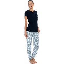U.s. Polo Assn. U.s. Polo Assn. Kadın Lacivert %100 Pamuk Bisiklet Yaka Pijama Takımı - ARASS20W05W4W