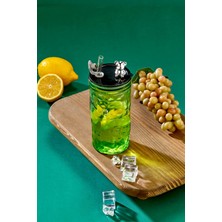 Ny Home Ayıcık Figürlü Cam Pipetli Meşrubat Bardağı Yeşil 420 ml