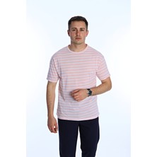 Kmp Çizgili Oversize Tişört Pembe