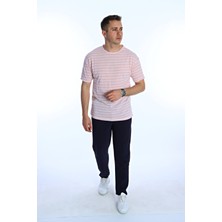 Kmp Çizgili Oversize Tişört Pembe