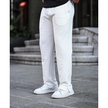 Tmb Fitilli Yırtmaçlı Baggy Eşofman Beyaz