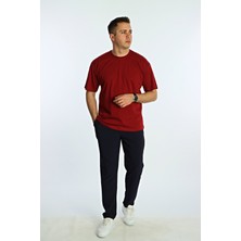 KRAL23 Düz Ovr Tişört Bordo