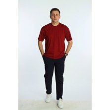 KRAL23 Düz Ovr Tişört Bordo