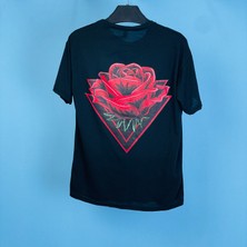 Tmb Üçgen Gül Oversize Tişört Siyah