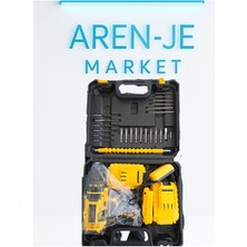 Aren-Je CD24 24V Şarjlı Matkap Vidalama Seti – 2 Bataryalı + Uç Takımı + Taşıma Çantalı