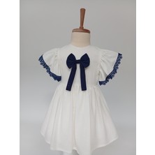 Kız Çocuk Bayram Doğum Günü Özel Gün Astarlı 100% Pamuklu Keten Elbise