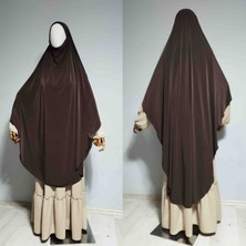 Tam Boy Bağlamalı Sandy Sufle Khimar Hac Umre Için Uygun Tesettür Hazır Eşarp