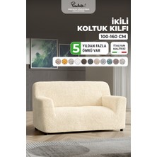 Paulato Lastikli Esnek ve Yıkanabilir 2 Kişilik Koltuk Örtüsü Çekyat Kanepe Kılıfı - Vanilya