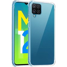 Caseart Samsung Galaxy M12 ile Uyumlu Kapak Köşe Korumalı Airbag Antishock Şeffaf Silikon Kılıf