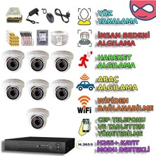 BYXMD136BSET7 7'li 5MP AI Destekli Dome Kamera Seti - İç Mekan Güvenliği, 36 IR LED