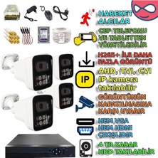 XM Pro 4 Kameralı Gece Renkli Gösteren Yüksek Kaliteli Metal Kasa İnsan Araç Yüz Algılayan   Güvenlik Kamera Seti
