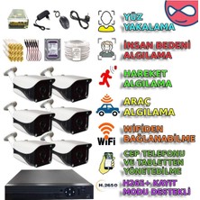 XM Pro 6 Kameralı Insan Araç Yüz Algılayan 36 Ir Ledli  Çok Şık Metal Kasa Güvenlik Kamera Seti