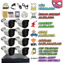 XM Pro 8 Kameralı Insan Araç Yüz Algılayan Gece Renkli Gösteren Güvenlik Kamera Seti