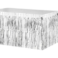 Kullan At Püsküllü Metalize Masa Eteği - Gümüş