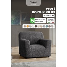Paulato Lastikli Esnek ve Yıkanabilir Tek Kişilik Koltuk Örtüsü Koltuk Kılıfı - Antrasit
