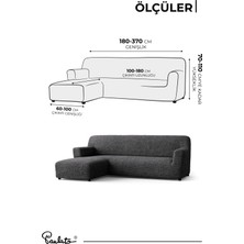 Paulato Lastikli Esnek ve Yıkanabilir Sol Çıkıntılı Koltuk Örtüsü Çekyat Kanepe Kılıfı - Gri