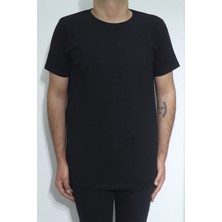 Santa Fistan Store Erkek Düz Spor Kesim Dar Kalıp Bisiklet Yaka Battal T-Shirt
