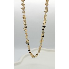 Gold Rose Renk Kare Pul Kolye