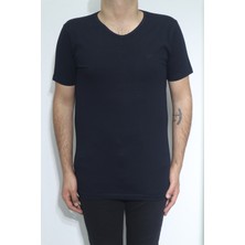 Santa Fistan Store Erkek Düz Spor Kesim Dar Kalıp V - Yaka T-Shirt