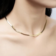 Çelik Kolye Italyan Ezme Model 0.3 mm Genişlik 60 cm Uzunluk Altın Sarısı Gold