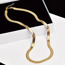 Çelik Kolye Italyan Ezme Model 0.3 mm Genişlik 60 cm Uzunluk Altın Sarısı Gold