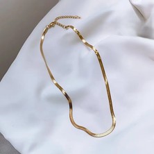 Çelik Kolye Italyan Ezme Model 0.3 mm Genişlik 60 cm Uzunluk Altın Sarısı Gold