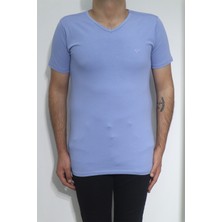Santa Fistan Store Erkek Düz Spor Kesim Dar Kalıp V - Yaka T-Shirt